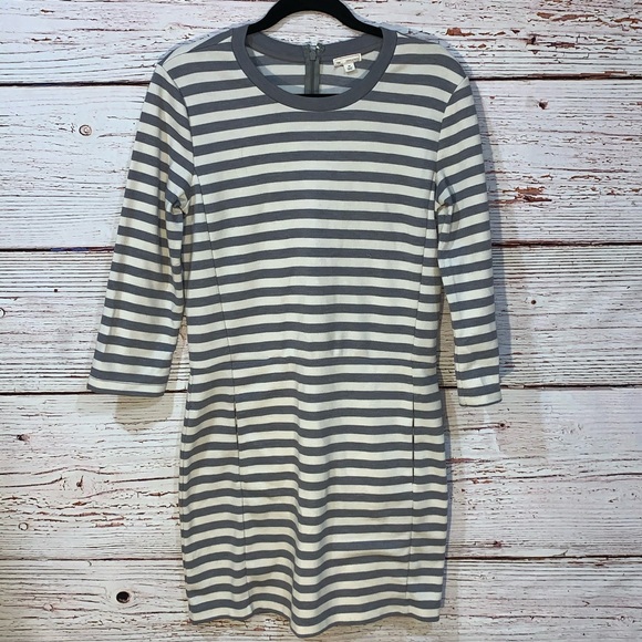 Gap Stripe Ponte Dress Heather Gray Size Medium - Picture 2 of 10